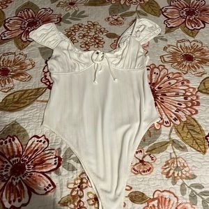 White off the shoulder body suit
